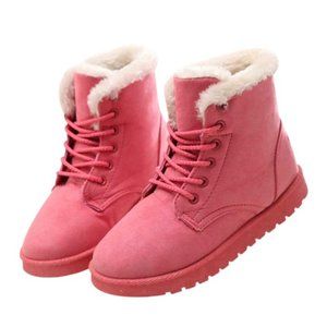 Pink Faux Suede, Faux Fur Ankle Boots